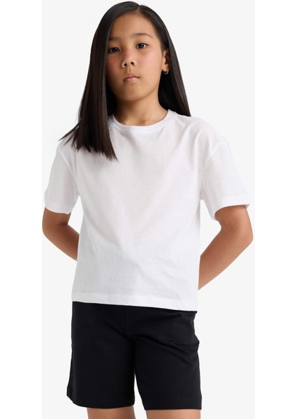 Kız Çocuk Relax Fit Beli Lastikli Basic Düz Şort D9058A825HS
