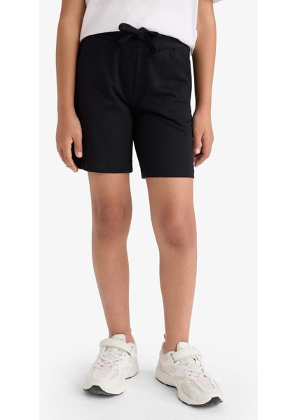Kız Çocuk Relax Fit Beli Lastikli Basic Düz Şort D9058A825HS