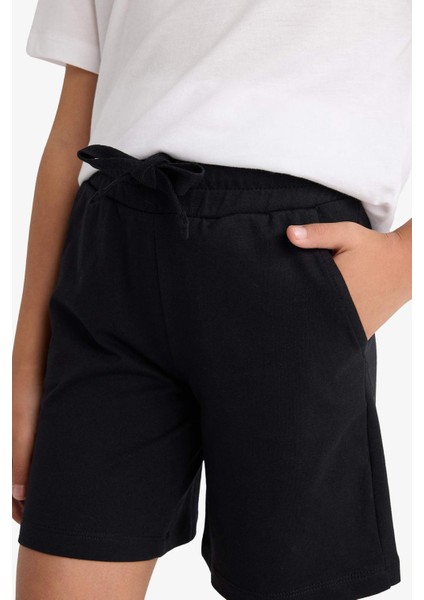 Kız Çocuk Relax Fit Beli Lastikli Basic Düz Şort D9058A825HS