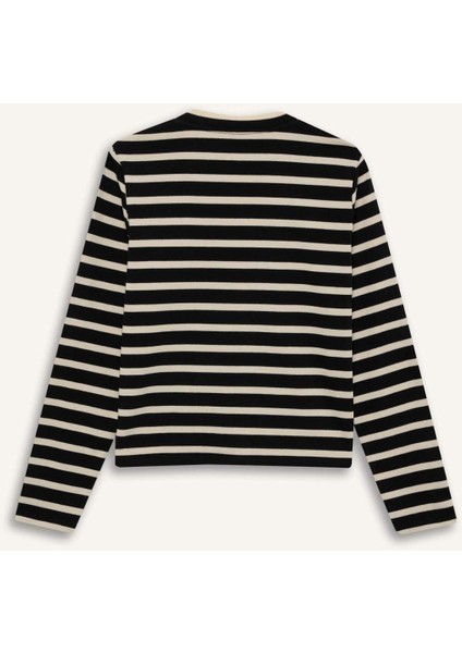 Regular Fit V Yaka Çizgili Fitilli Kaşkorse Düğmeli Hırka D5530AX24AU