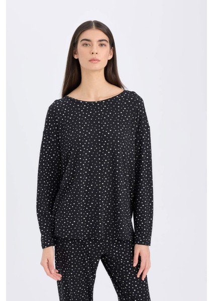 Pijama Takımı Softshell Uzun Kollu Üst Beli Lastikli Uzun Alt-Fall in Love D9183AX24WN