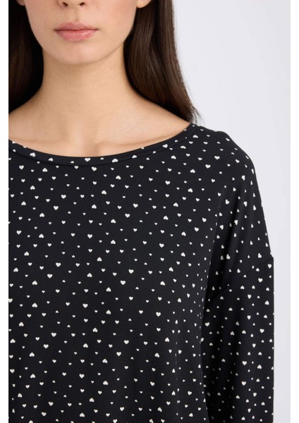 Pijama Takımı Softshell Uzun Kollu Üst Beli Lastikli Uzun Alt-Fall in Love D9183AX24WN