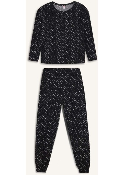 Pijama Takımı Softshell Uzun Kollu Üst Beli Lastikli Uzun Alt-Fall in Love D9183AX24WN