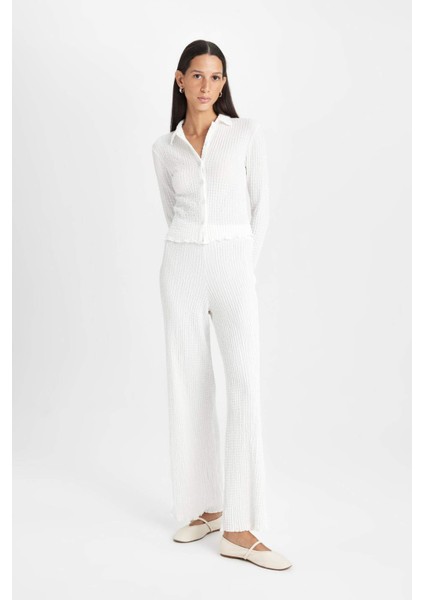 Regular Fit Beli Lastikli Basic Düz Bürümcük Pantolon D4415AX24AU