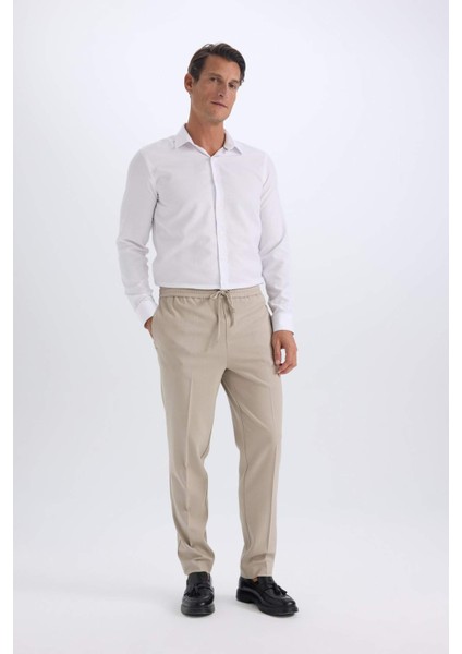 Yazlık Kumaş Jogger Pantolon Beli Bağcıklı Lastikli Düz Paça Cepli Her Yöne Esneyen A9943AX25SP