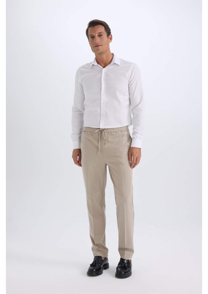 Yazlık Kumaş Jogger Pantolon Beli Bağcıklı Lastikli Düz Paça Cepli Her Yöne Esneyen A9943AX25SP