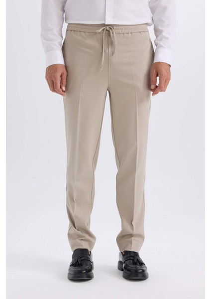 Yazlık Kumaş Jogger Pantolon Beli Bağcıklı Lastikli Düz Paça Cepli Her Yöne Esneyen A9943AX25SP