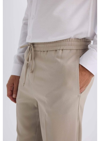 Yazlık Kumaş Jogger Pantolon Beli Bağcıklı Lastikli Düz Paça Cepli Her Yöne Esneyen A9943AX25SP