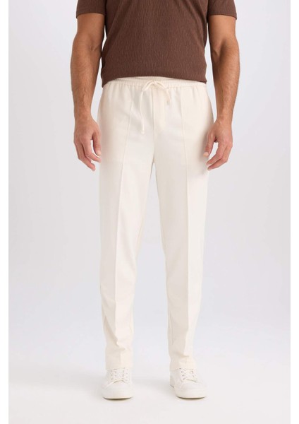 Yazlık Kumaş Jogger Pantolon Beli Bağcıklı Lastikli Düz Paça Cepli Her Yöne Esneyen A9943AX25SP