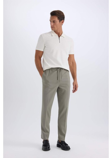 Yazlık Kumaş Jogger Pantolon Beli Bağcıklı Lastikli Düz Paça Cepli Her Yöne Esneyen A9943AX25SP