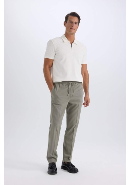 Yazlık Kumaş Jogger Pantolon Beli Bağcıklı Lastikli Düz Paça Cepli Her Yöne Esneyen A9943AX25SP