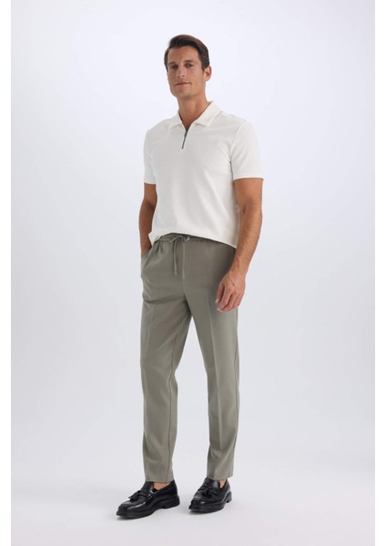 Yazlık Kumaş Jogger Pantolon Beli Bağcıklı Lastikli Düz Paça Cepli Her Yöne Esneyen A9943AX25SP