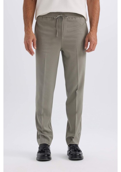 Yazlık Kumaş Jogger Pantolon Beli Bağcıklı Lastikli Düz Paça Cepli Her Yöne Esneyen A9943AX25SP