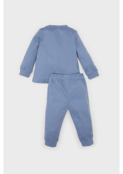 Erkek Bebek Pijama Takımı Baskılı Uzun Kollu Üst Beli Lastikli Alt D8652A524AU
