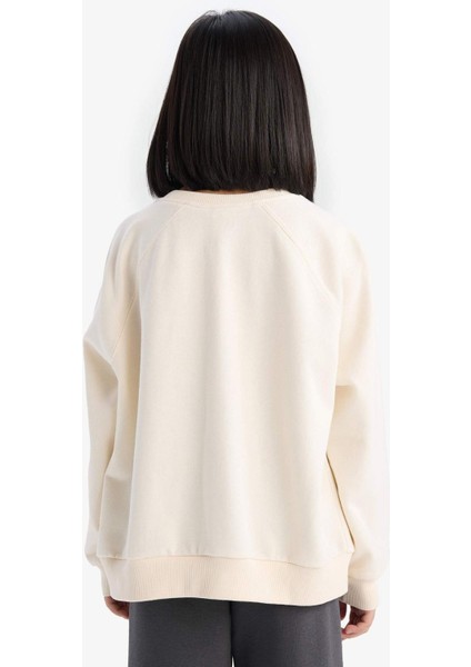 Kız Çocuk Relax Fit Bisiklet Yaka Anime Baskılı Sweatshirt D8817A825SP