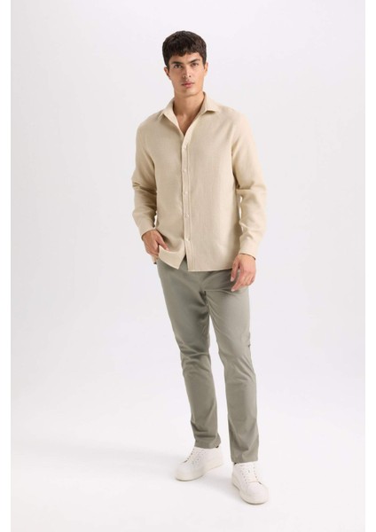 Yazlık Gabardin Chino Kanvas Pantolon Slim Fit Dar Kesim Dar Paça Cepli B2089AX25SP