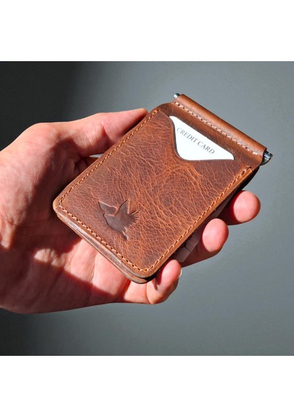 Kahverengi Erkek Cüzdan Hakiki Deri Para Klipsli Kartlık Vintage ince Tasarım fırsatları