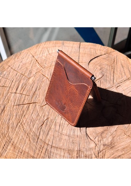 Kahverengi Erkek Cüzdan Hakiki Deri Para Klipsli Kartlık Vintage ince Tasarım
