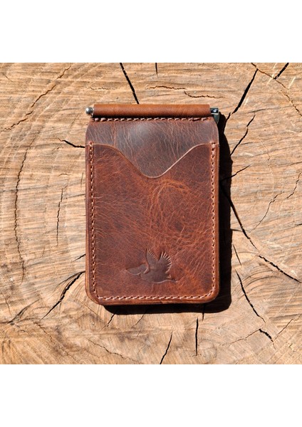 Kahverengi Erkek Cüzdan Hakiki Deri Para Klipsli Kartlık Vintage ince Tasarım