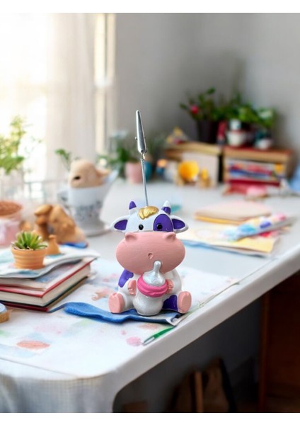Tatlı Mor Biberonlu Inek Kawaii Fotoğraf Tutucu Not Tutacak Tutacağı Ofis Hediyelik