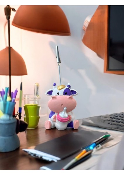 Tatlı Mor Biberonlu Inek Kawaii Fotoğraf Tutucu Not Tutacak Tutacağı Ofis Hediyelik modelleri