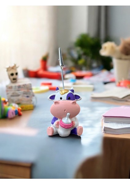 Tatlı Mor Biberonlu Inek Kawaii Fotoğraf Tutucu Not Tutacak Tutacağı Ofis Hediyelik fırsatları