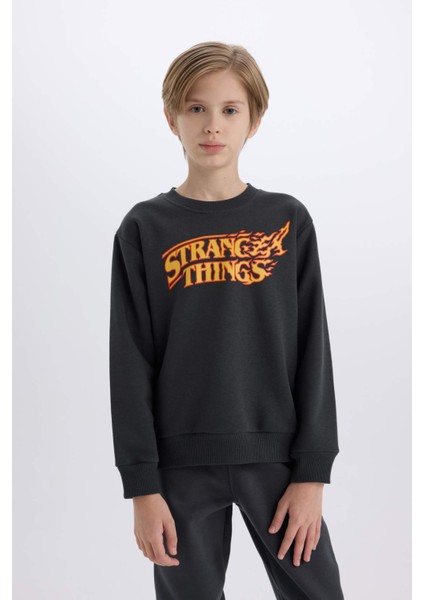Erkek Çocuk Stranger Things Bisiklet Yaka Sweatshirt D4791A824WN