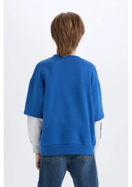 Erkek Çocuk Marvel Spiderman Oversize Geniş Kalıp Bisiklet Yaka Sweatshirt D6813A824WN