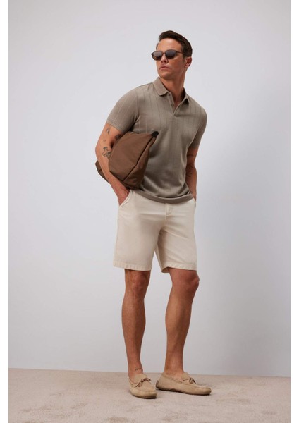 %100 Pamuk Regular Fit Gabardin Bermuda Şort C7684AX25SP