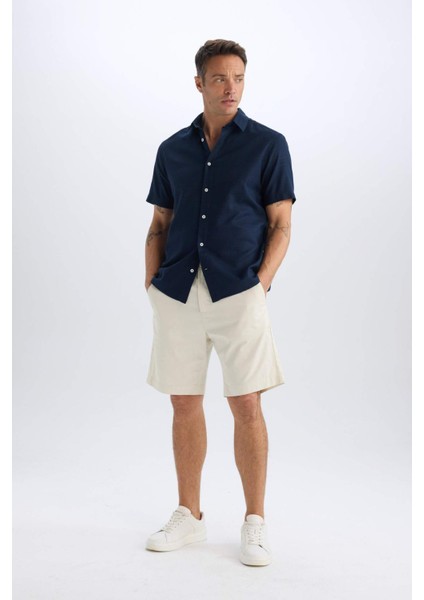 %100 Pamuk Regular Fit Gabardin Bermuda Şort C7684AX25SP