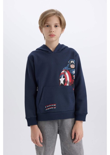Erkek Çocuk Marvel Kapüşonlu Kanguru Cepli Sweatshirt D6737A824WN