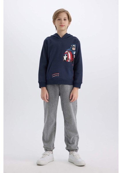 Erkek Çocuk Marvel Kapüşonlu Kanguru Cepli Sweatshirt D6737A824WN
