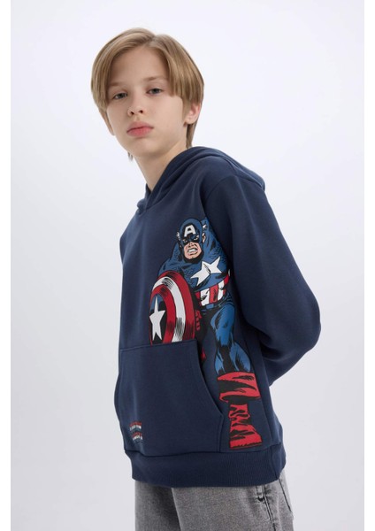 Erkek Çocuk Marvel Kapüşonlu Kanguru Cepli Sweatshirt D6737A824WN