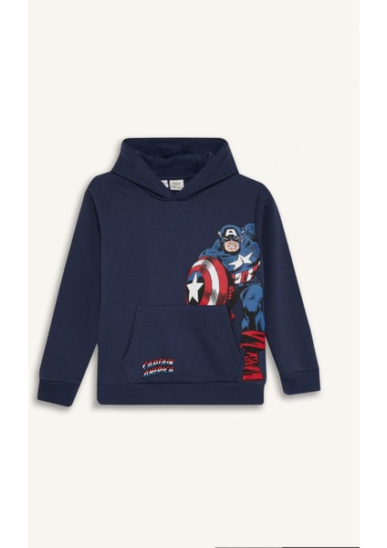 Erkek Çocuk Marvel Kapüşonlu Kanguru Cepli Sweatshirt D6737A824WN