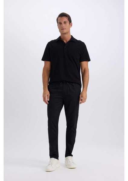 %100 Pamuk Yazlık Jogger Chino Pantolon Beli Bağcıklı Cepli Düz Paça Z9933AZ25SP