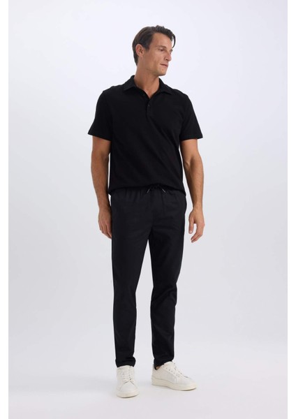 %100 Pamuk Yazlık Jogger Chino Pantolon Beli Bağcıklı Cepli Düz Paça Z9933AZ25SP