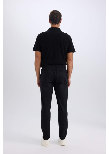 %100 Pamuk Yazlık Jogger Chino Pantolon Beli Bağcıklı Cepli Düz Paça Z9933AZ25SP