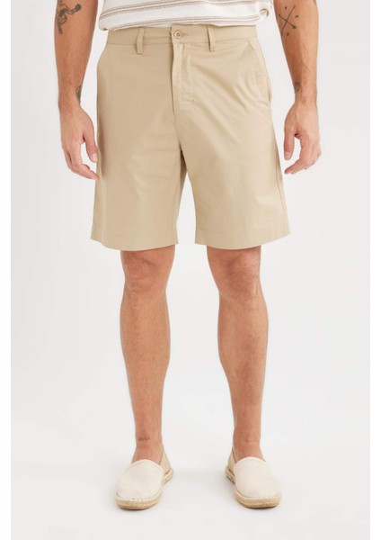 %100 Pamuk Regular Fit Gabardin Bermuda Şort C7684AX25SP