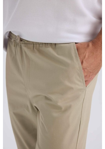 %100 Pamuk Yazlık Jogger Chino Pantolon Beli Bağcıklı Cepli Düz Paça Z9933AZ25SP