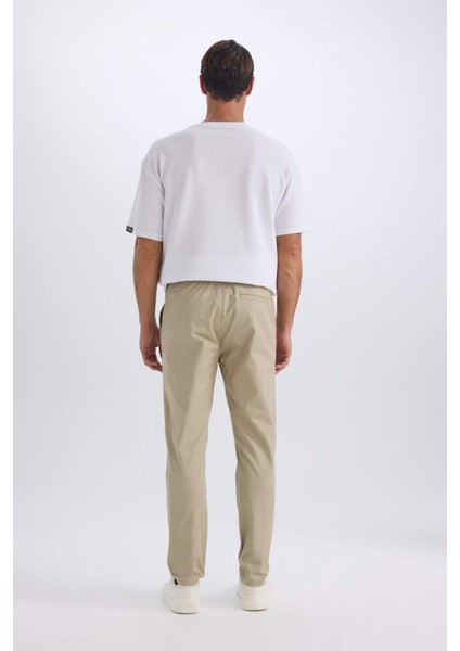 %100 Pamuk Yazlık Jogger Chino Pantolon Beli Bağcıklı Cepli Düz Paça Z9933AZ25SP