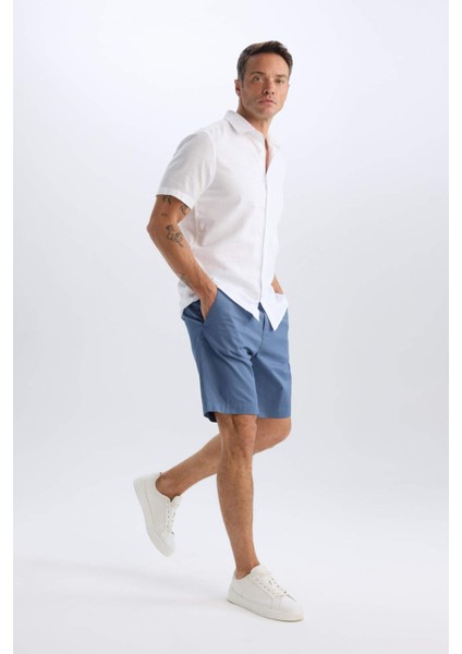 %100 Pamuk Regular Fit Gabardin Bermuda Şort C7684AX25SP