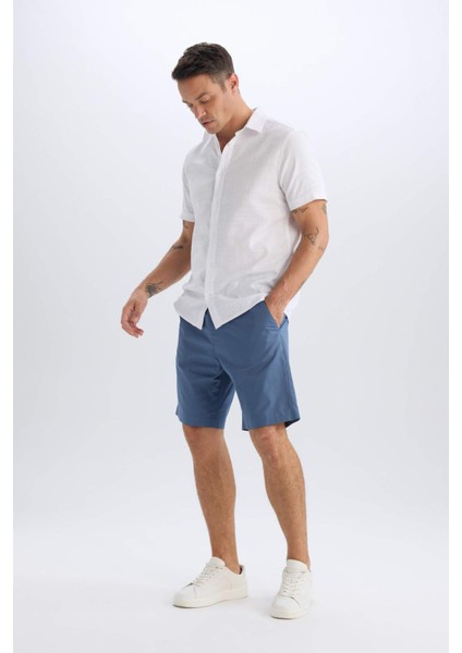 %100 Pamuk Regular Fit Gabardin Bermuda Şort C7684AX25SP