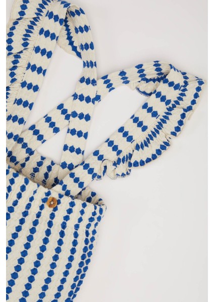 Kız Bebek Desenli Cepli Askılı Pantolon D9446A525SP