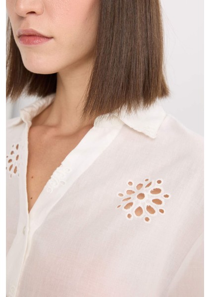 Oversize Geniş Kalıp Brode Uzun Kollu Gömlek B5419AX25SP