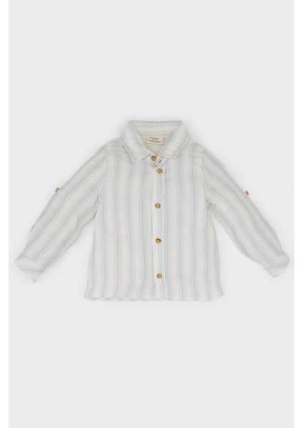 Erkek Bebek Çizgili Uzun Kollu Gömlek D9364A525SP