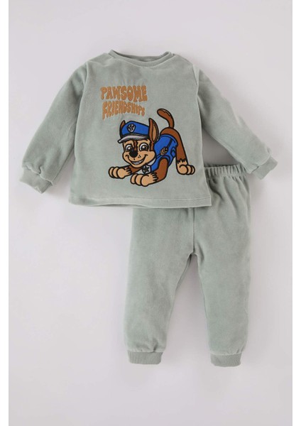 Erkek Bebek Paw Patrol Pijama Takımı Uzun Kollu Velur Üst Beli Lastikli Alt D8656A524WN