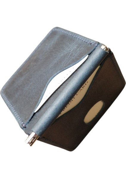 Lacivert Erkek Cüzdan Hakiki Deri Para Klipsli Kartlık Vintage Ince Tasarım fırsatları