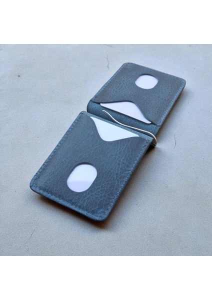 Lacivert Erkek Cüzdan Hakiki Deri Para Klipsli Kartlık Vintage Ince Tasarım indirimleri