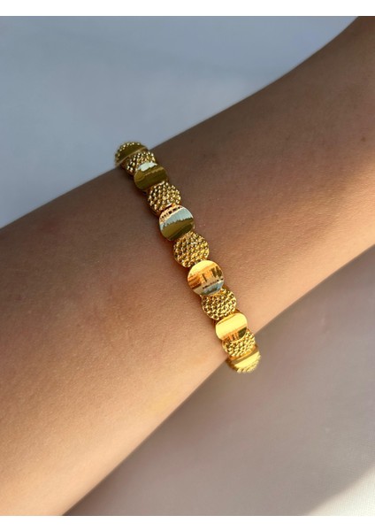 Altın Kaplama Bilezik Kelepçe Başak Model Hint Işlemeli Eşe Sevgiliye Hediye Kutulu