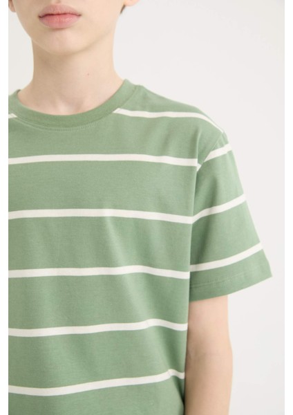 Erkek Çocuk Bisiklet Yaka Çizgili Kısa Kollu Tişört D7865A825SM